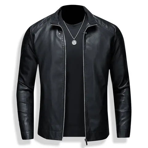 Men's Slim Fit Casual Fashion Jacket - Polyester, Plain, Long Sleeves, Pull On, Pocket-Ready Functional Front Pockets, Suitable for Urban Outdoor Spring & Autumn Wear