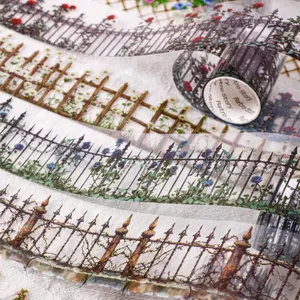 Handmade Craft Tape Roll/bag, Pet Material, Garden Fence Theme Decorative Adhesive Stickers, Multi-Scene Journal Supplies, Craft Projects, Decoration, Multiple Scenes