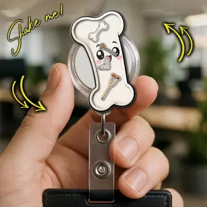 Bone Shaker Badge Reel, Orthopedic Badge Holder, Cute Xray Bone Nurse Badge, Physical Therapy ID Clip Gift
