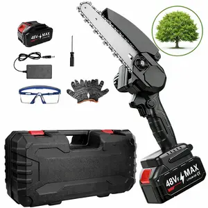 Mini Chainsaw, 6-inch Cordless Electric Chain Saw, Handheld Power Saw with 1 Batteries, for Tree Trimming and Wood Cutting, Ideal Gift for Dad, Husband, Men