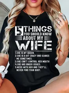 100% Cotton Unisex 5 Things You Should Know About My Wife husband T-Shirt