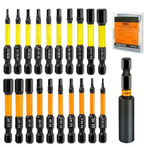 21 count Allen Wrench Drill Bits (Metric&SAE), S2 Steel 1/4" Hex Bit Set, CNC Tip  Bits, 2" Length  Drill Bit,  Hex Bitss Set for  Devices Disassembly