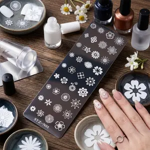 Professional Stainless Steel Nail Stamp Set: Butterfly, Floral, Leaf, Jewel & Geometric Patterns. High-Definition Fast-Drying Ink, Reusable Plate, Anti-Scratch Coating, Portable Case. Perfect for Gel Art.