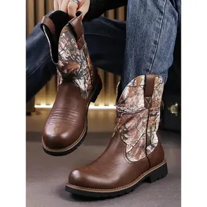 Men's Fashionable Colorblock Cowboy Boots, Casual Comfortable Western Boots for Daily Wear, Fashion  Boot Shoes  for Party, Daily Clothing Decor for Men