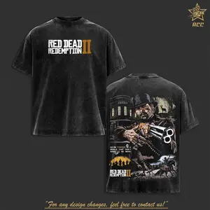 Vintage Red Dead Redemption 2 Washed Graphic Tee, Oversized Arthur Morgan Cowboy Western Shirt, Retro Outlaw Gamer Streetwear T-Shirt, RDR2 Gaming Gift Tee For Men