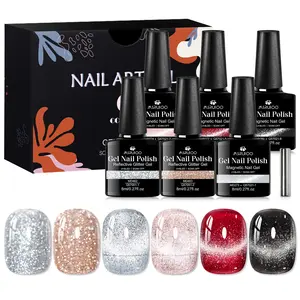 MSRUIOO 7pcs Super Shine Wide Magnetic Gel Nail Polish Set, 6 Colors Sparkling Cat Eye Nail Gel with Magnetic Stick, Cat Eye Effect Glossy Art Gel Paint DIY Nail Art, Professional Salon Quality, Perfect Gift for Nail Manicure Lovers Cosmetic