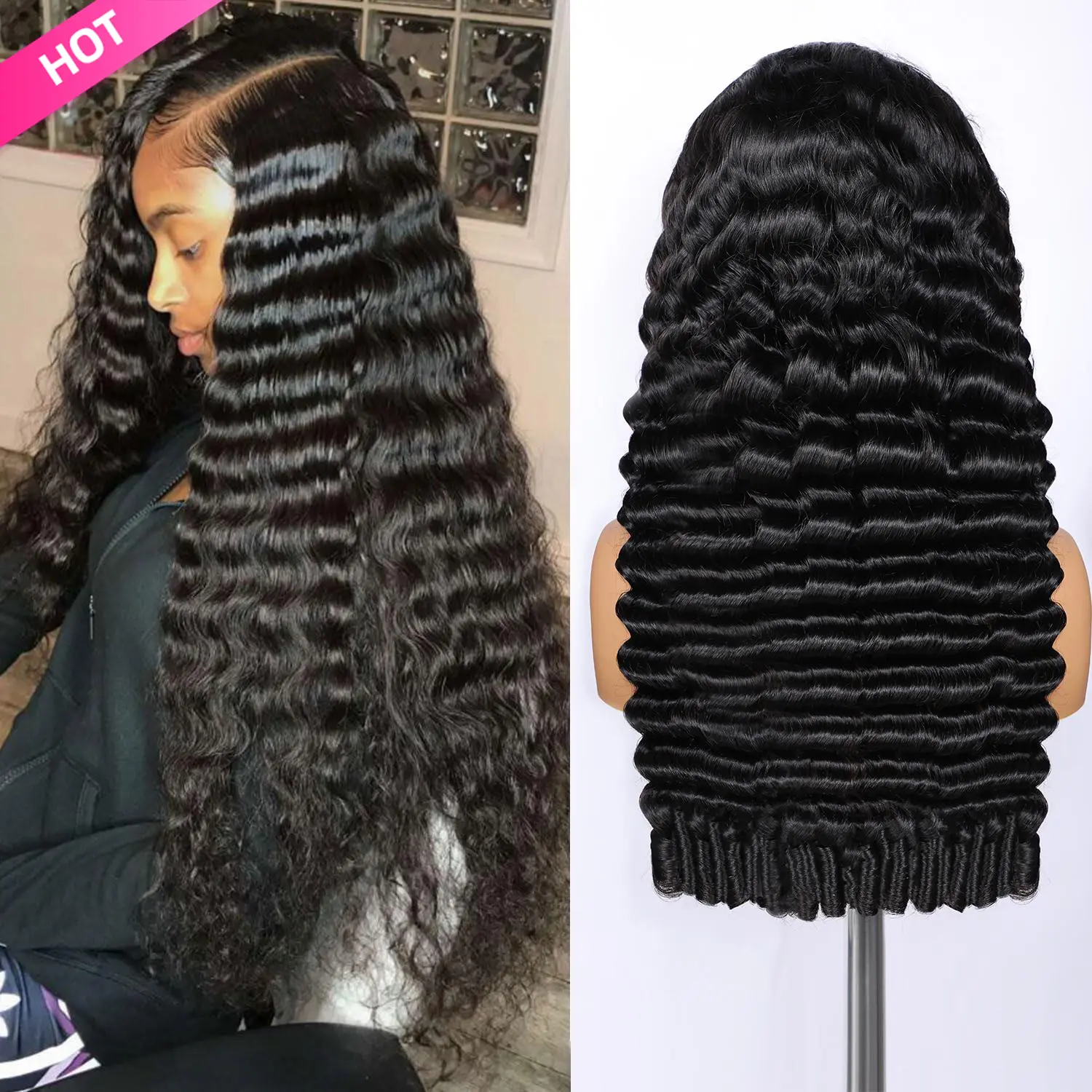 【Hot Sale】Lemoda 13x6 Burmese Loose Deep Wave Curly Wig Human Hair 200 Density 13x4 Curly Lace Front Wigs Human Hair HD Transparent Lace Wig Pre Plucked 15A Burmese Virgin Human Hair Wigs for Women summerwins