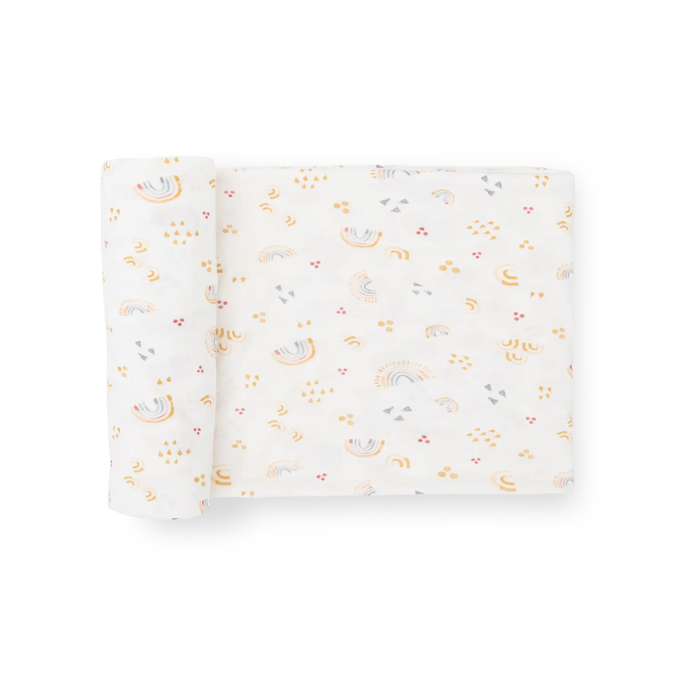 Stretch Knit Swaddle Blanket - Rainbows, Buttery Soft Knit Fabric Gentle Bedding for Babies, Cozy Blankets
