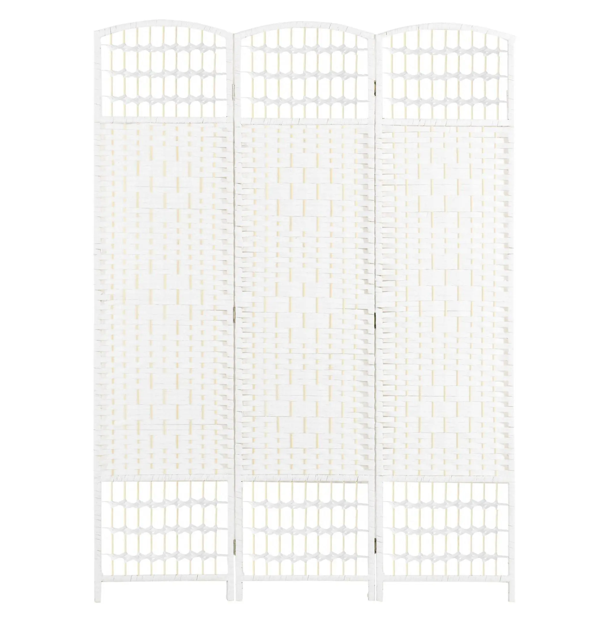 Minimalist 3-Panel Folding Room Divider, Portable Fold Privacy Screen, Easy Setup White Fiber Partition for Home Office, Three Panels