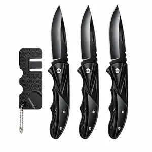 3/5pcs Compact EDC Folding Knife Set with Textured Non Slip Grip Back Clip and Portable Mini Sharpener Lightweight Pocket Utility Knife for Box Opening Home Office Camping Hiking Fishing Daily Carry Outdoor Tasks and Gift Giving