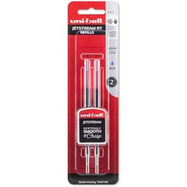 Uni-ball UBC35973 Jetstream RT Ballpoint Pen Refills - 1 mm Bold Point, 10 mm Tip, Blue Ink, Left-Handers Friendly, Boxed Pack Pens & Refills (Pack of 2), 10Mm Tip, Writing