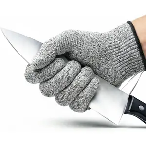 Cut Resistant Gloves, 1 Pair, Level 5 Food-Grade & Fiberglass-Free Mandoline Gloves for Oyster Shucking & Meat Cutting, Wood Carving Gloves, Grey, Machine Washable (Medium)