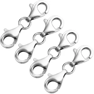 Double Lobster Clasp 925 Sterling Silver Necklace Clasp Classic Double End Design Necklace Clasps ,Necklace Extender Suitable for Jewelry Chain