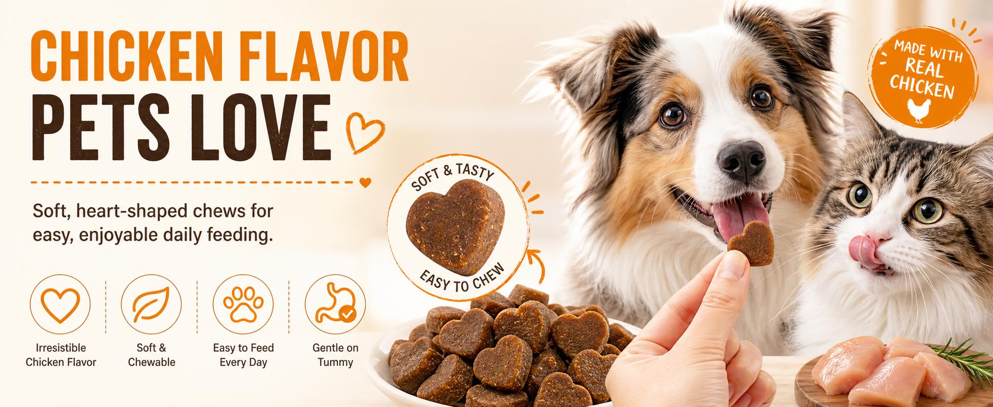 180ct Flea and Tick Prevention for Dogs Chewables - Dog & Cat Soft Chews, Omega3 Pet Supplement for Skin, Coat, Digestion & Immune Support, Chicken