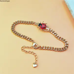 Cartoon Ladybug Charm Bracelet for Kids & Teens, Fun Quirky Design for Boys & Girls, Trendy Cool Aesthetic Jewelry, Lightweight & Cute for Daily Wear, Birthday Gifts & Party Favors