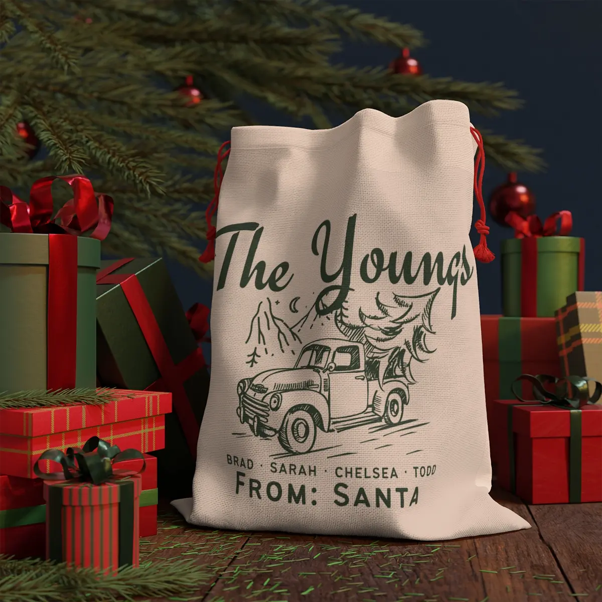 Personalized Christmas Big Gift Bag, Personalized name gift bag, Custom kids name gifting bag, New family Custom Christmas bag Drawstring Mum