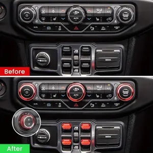8pcs Metal Button Knob Cover for JEEP for Wrangler JL JLU 2018-2025 & Gladiator JT Accessories Window for Switch Button Cover Volume Radio Air Conditioner Headlight for Switch Knob Cover