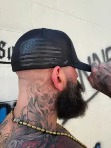 USA BLACK FLAG SIDE STYLE FLEXFIT HAT