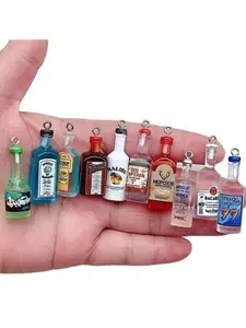 Ten-Piece Realistic Wine Bottle Pendants, Mini Acrylic Beer Bottles Keychains, Keychain Jewelry, Fashion Hanging Decorations, Office Gift, Holiday Present
