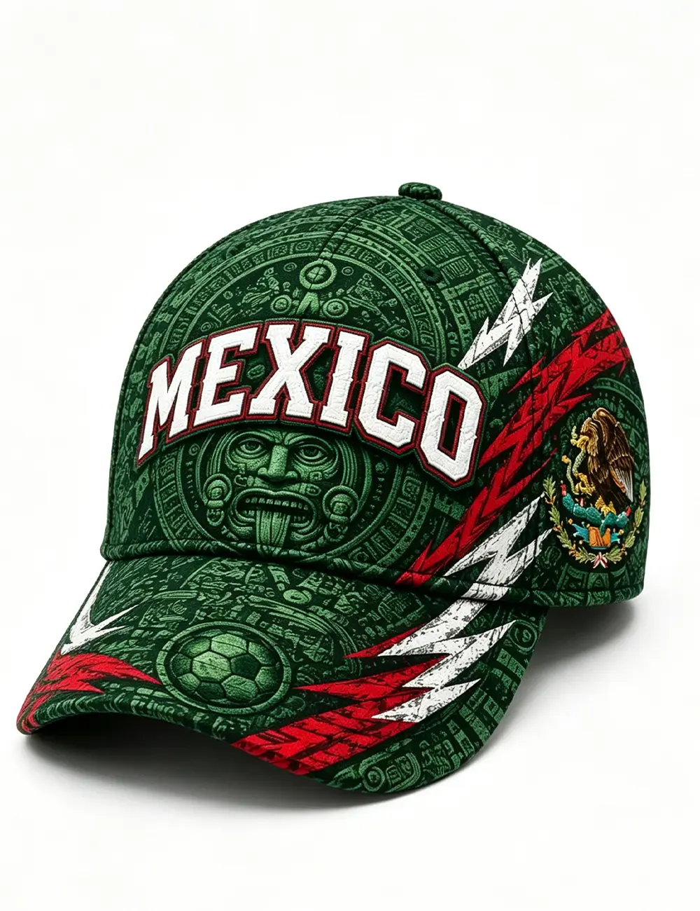 Mexico Hat, Unisex Mexico Cultural Gorra Baseball Cap Aztec Mayan Print Lightning Strip Design Soccer Graphic Embroidered Eagle Casual Travel Hat