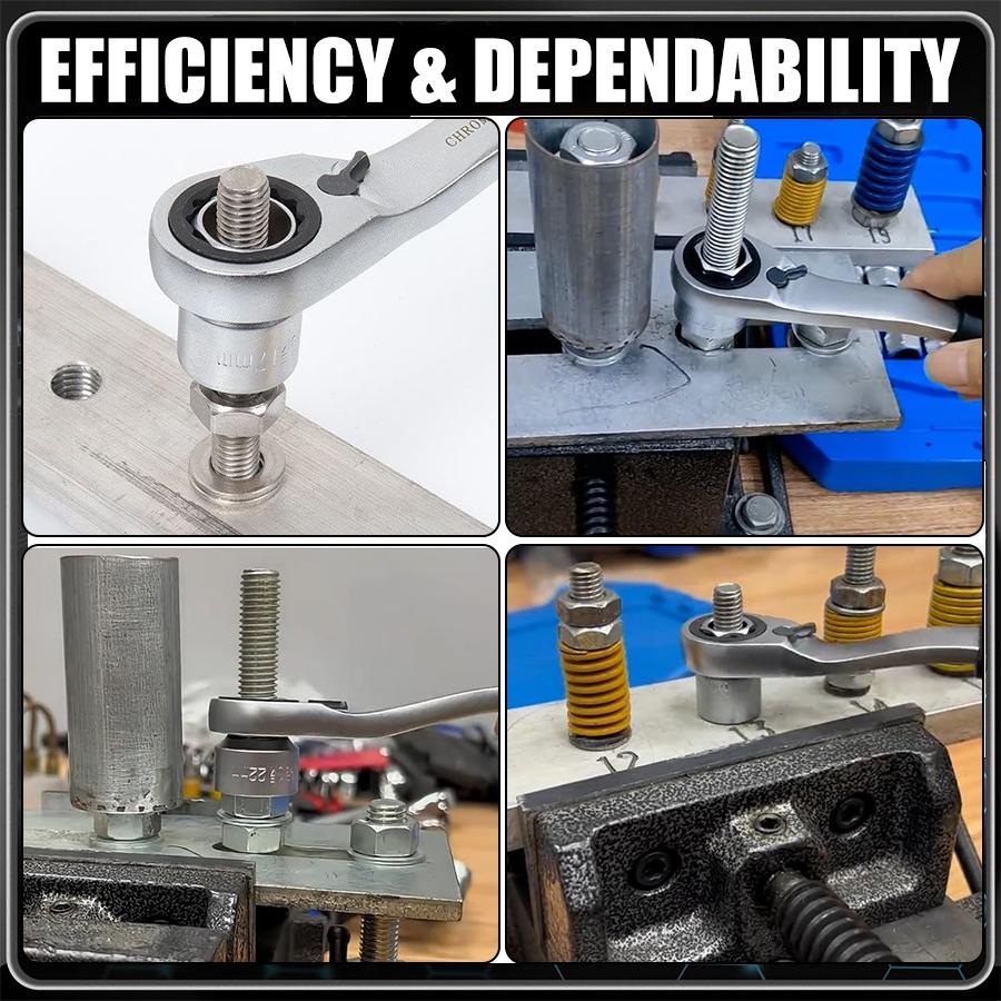 17-Piece Pass Through Socket Set, Metric 10–24mm, Hollow Ratchet Socket Kit for Automotive Repair & Machine Maintenance