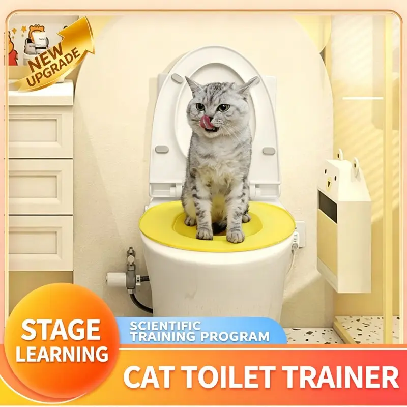 Cat Training Toilet Upgrade, Automatic Cat Litter Box Trainer, Convenient Pet Bathroom Solution, Essential for Cat Owners, Litter Box Tray