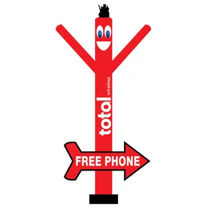 20ft Total Wireless Inflatable Air Dancer with “Free Phone” Arrow Sign – Double-Sided Printed (Blower Not Included)