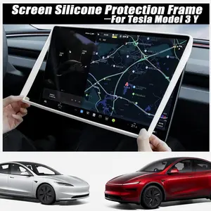 Tesla Model 3/y Dashboard Screen Protector Silicone Case, Rearview Mirror Frame Protection Ring, Car Interior Decor, 1 Piece Car Accessories