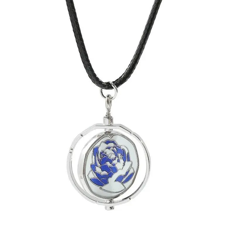 Arcane Jinx Anime Game Cosplay Alloy Rotatable Pendant Necklace, Leather Rope Chain Choker, Unisex 1-Size-Fit Daily Wear Costume Jewelry Accessory Prop Decoration, One Size Fit