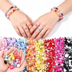 Assorted Kawaii Acrylic Beads Flower Bow Butterfly Candy Heart Gummy Bear Charms for DIY Bracelet Necklace Keychain Phone Charm Jewelry Making