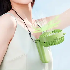 Mini Foldable Neck Hanging Wearable Fan with Lanyard, 1 Count USB Rechargeable Fan with 3 Wind Speeds, Portable Cooling Fan, Small Handheld Fan for Outdoor & Office Use
