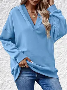 Women's Casual Comfortable Winter Pullover, Hooded Sweatshirt, Fall & Winter Loose-Fitting Knitwear with Ribbed Cuffs