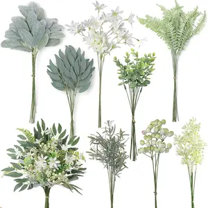 70 Pieces of Simulated Plants for DIY Bridal Bouquets, Wedding Flower Arrangements, Including 8 Types of Simulated Plants and Fake Flowers, Used for Home Decoration