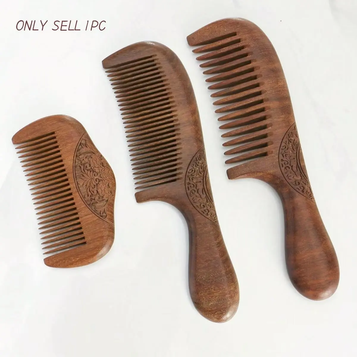 Wooden Wide Tooth Comb, Fine Tooth Comb, Simple Vintage Pattern Carved Hair Comb for Women, Anti-Static Beard Comb for Men, Hair Styling Combs, Grooming Comb, Hair Care Comb, Hairstyling Comb, Hair Styling Tool