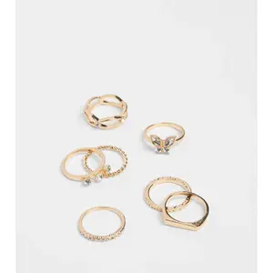 Charming Bold Butterfly Seven-Pack Ring Set