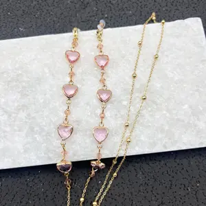 Heart shaped crystal eyeglass chain, gold-plated women's sunglasses chain, eyeglass frame, gift for her