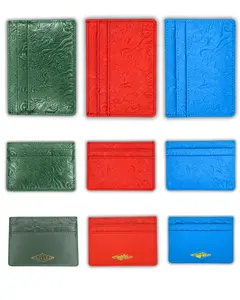 GENUINE LEATHER DRAGON 4 SLOTS CARD HOLDERS WITH MIDDLE POCKET