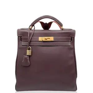 Pre-owned HERMÈS Leather Backpacks Hermes Kelly Ado Gm Swift 47 Chocolate (1208a5)