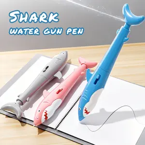 Shark Water Gun Pen, Retractable Shark Shaped Water Gun with Teeth, Durable Abs Material, Ideal for School & Office Use