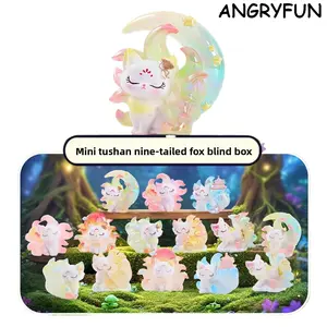 ANGRYFUN Mini Tushan Nine-Tailed Fox Blind Box Figure, Cute Chinese Mythical Fox Fairy Collectible, Kawaii Desk Ornament, Cartoon Beast Figurine, Birthday Gift for Girls & Collectors
