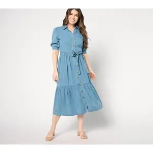 NYDJ Kate Ruffle Dress - Light Marine
