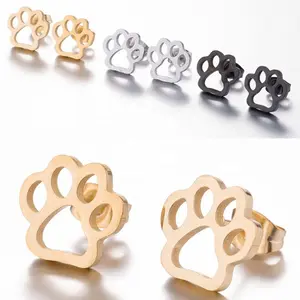 Stainless Steel Dog Paw Earrings