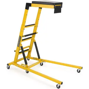 Garvee Heavy-Duty Adjustable Topside Creeper for Trucks with 400 lbs Capacity, 48"-68" Adjustable Height, Foldable Design, Padded Deck, and 6 Swivel Casters for Mechanics, Yellow