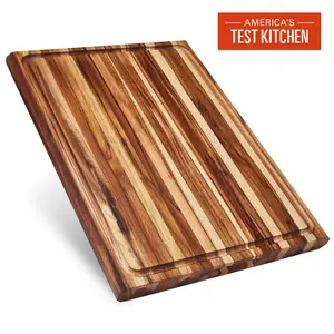 Highland Cutting Board - XXL Teak Wood Cutting Board with Juice Groove for Chopping & BBQ Ideal for Fruits Meats Pasta & Homemade Pasta
