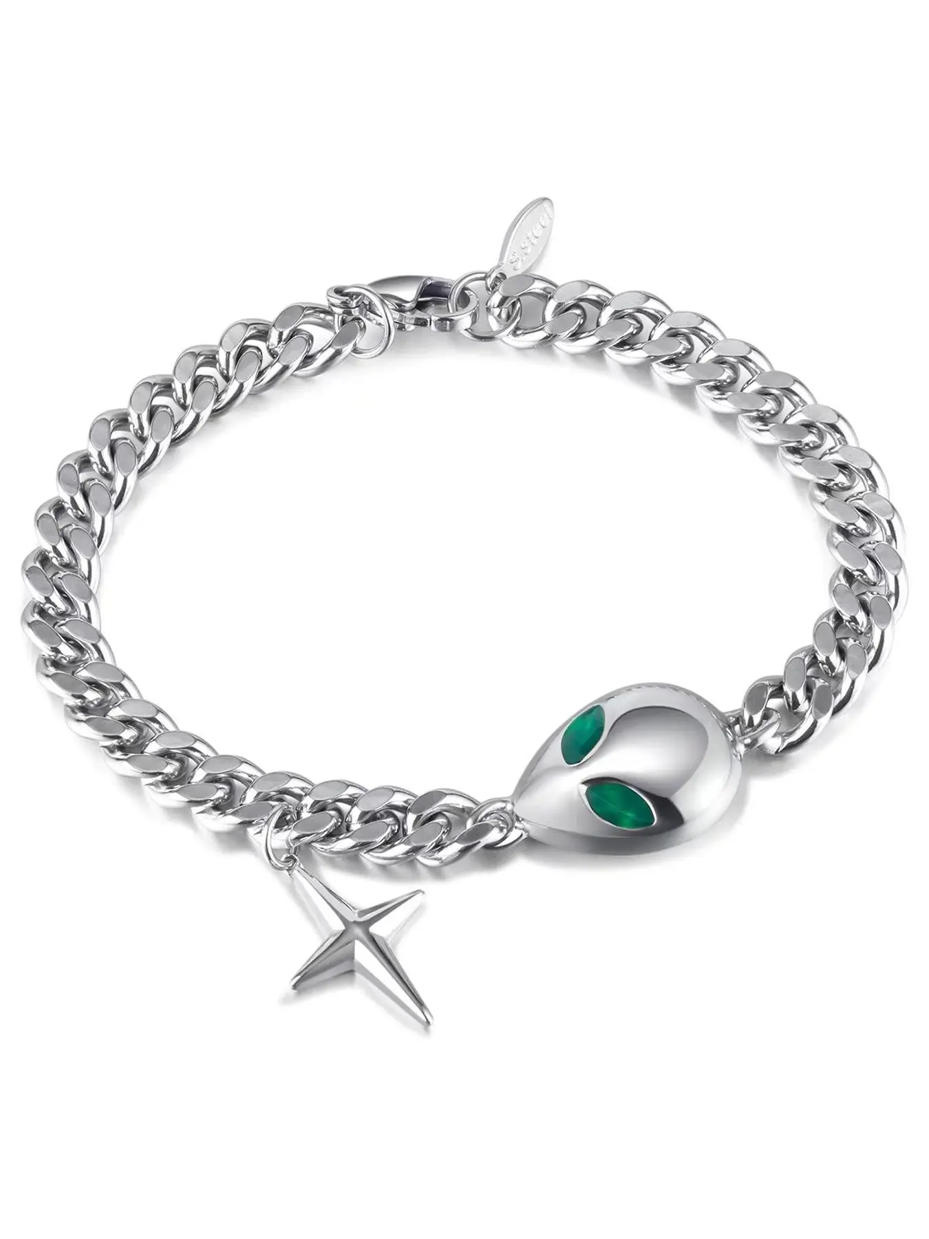 Cute Star & Alien Design Link Bracelet, Stainless Steel Jewelry for Party, Daily Clothing Decor, Trendy All-match & Exquisite Jewelry for Birthday Gift