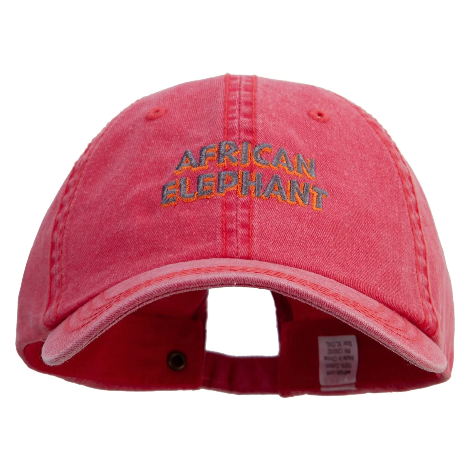 African Elephant Embroidered Big Size Washed Pigment Dyed Cap