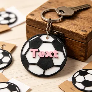 Personalized 3D Printed Soccer Keychain Custom Text Football Key Ring