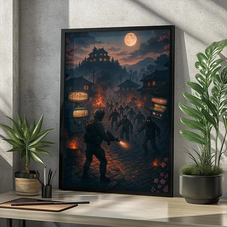 Call of Duty Black Ops 7 Zombies Pack-a-Punch Artistic Photo Poster, Single Military-Themed Mountable Paper Wall Art, Home Decor Decoration Accessory for Gaming Enthusiasts