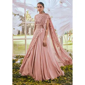 Rosegold draped ruffle skirt set