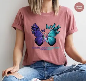 Suicide Prevention Awareness Shirt, Mental Health Shirt, Therapist Tshirt, Semicolon Shirt, Butterfly Clothing, No Story Should End Too Soon